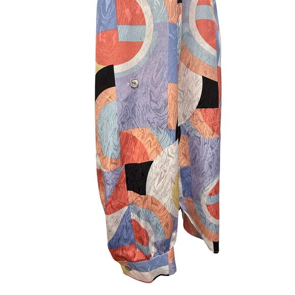 VTG Maycene Women's M Pink Purple White Long Sleeve Career Blouse Silky Collar - Picture 4 of 5